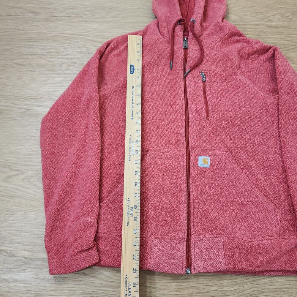 Unique Carhartt Salmon Hoodie Womens S Full Zip Hooded Textured Workwear Jacket - Picture 4 of 7